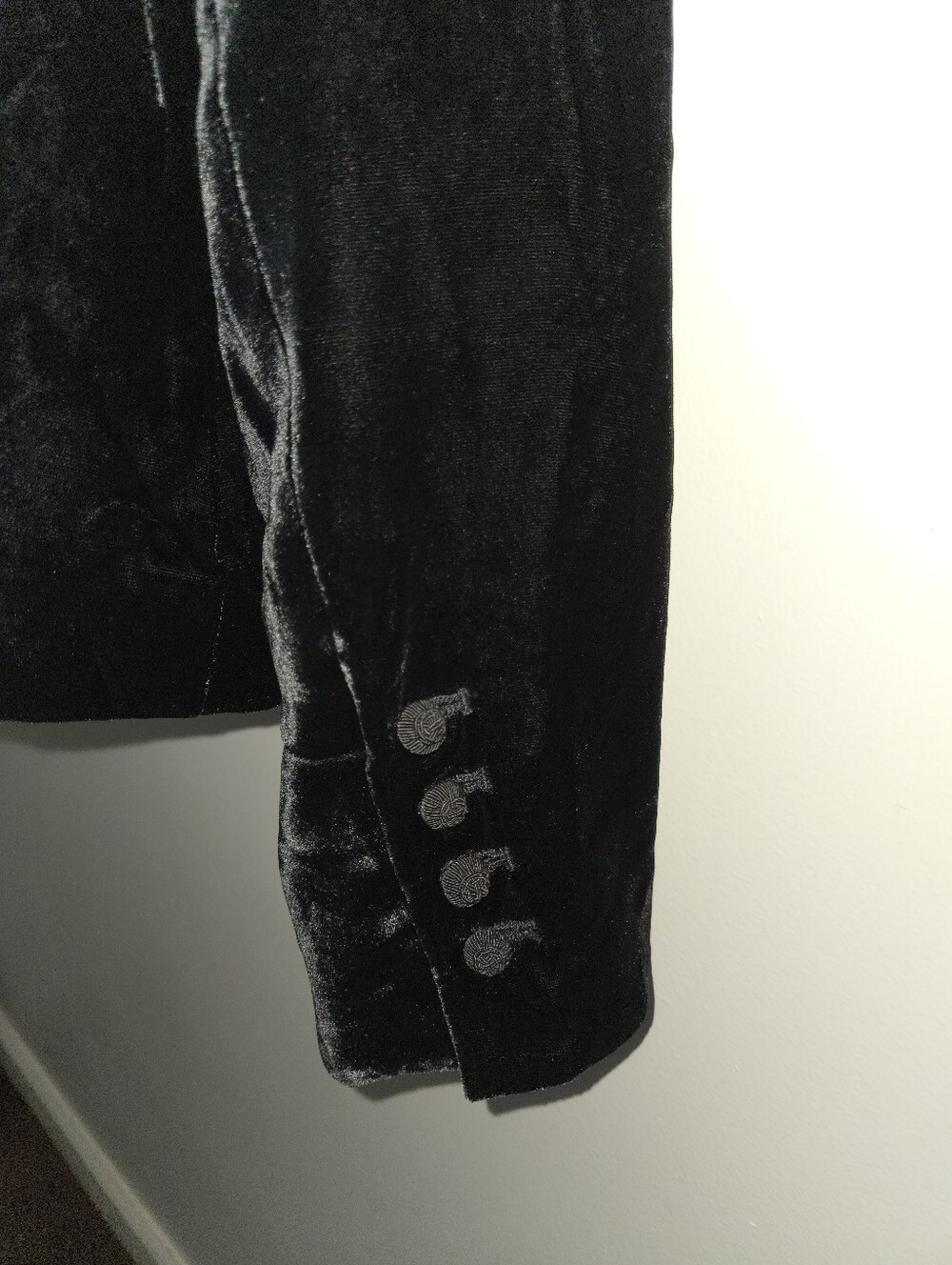 Vintage Liz Claiborne Black Silk Velvet Mandarin Collar Blazer Jacket Size 6 90s - Picture 5 of 10